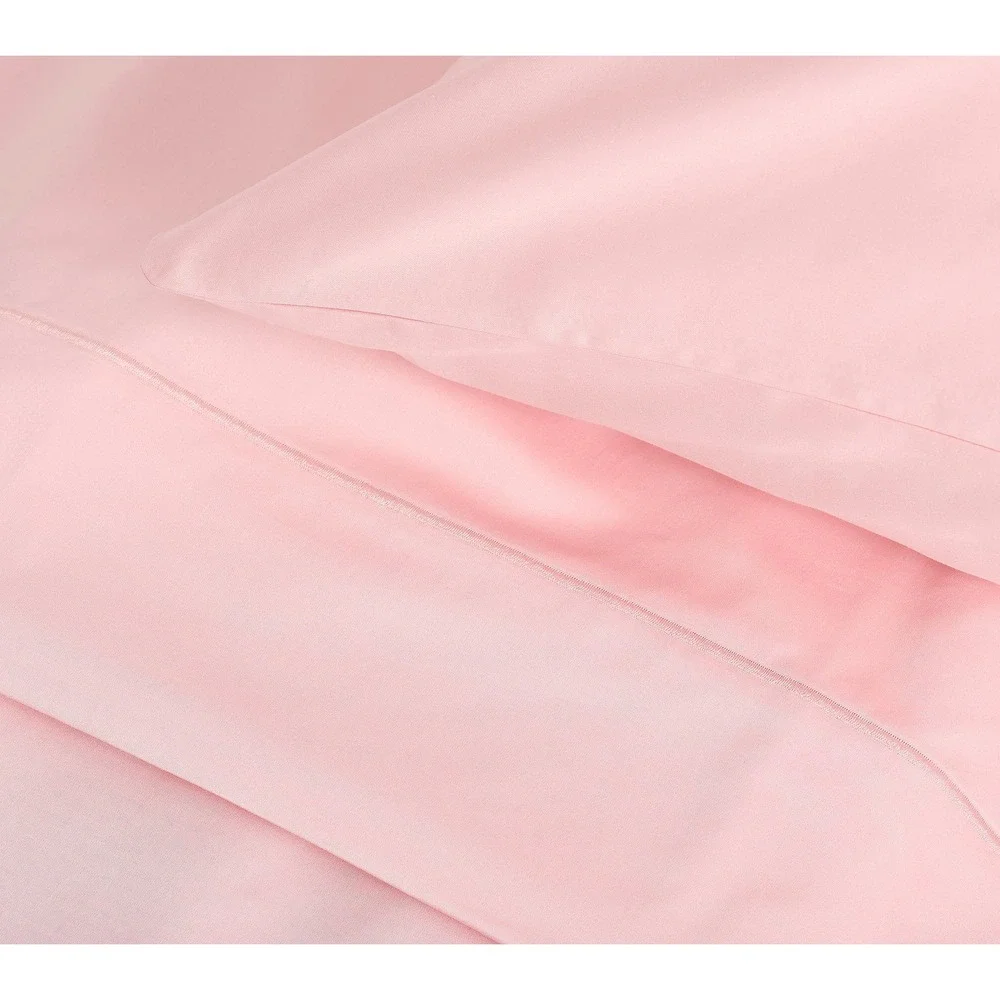 Northern Nights 400 TC 100% Cotton King Flat Sheet 2 Pillowcases Light Pink QVC
